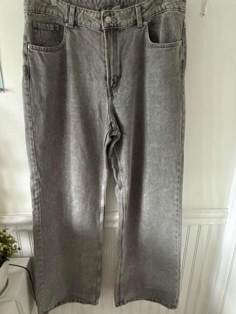 Gray Straight-Leg Jeans